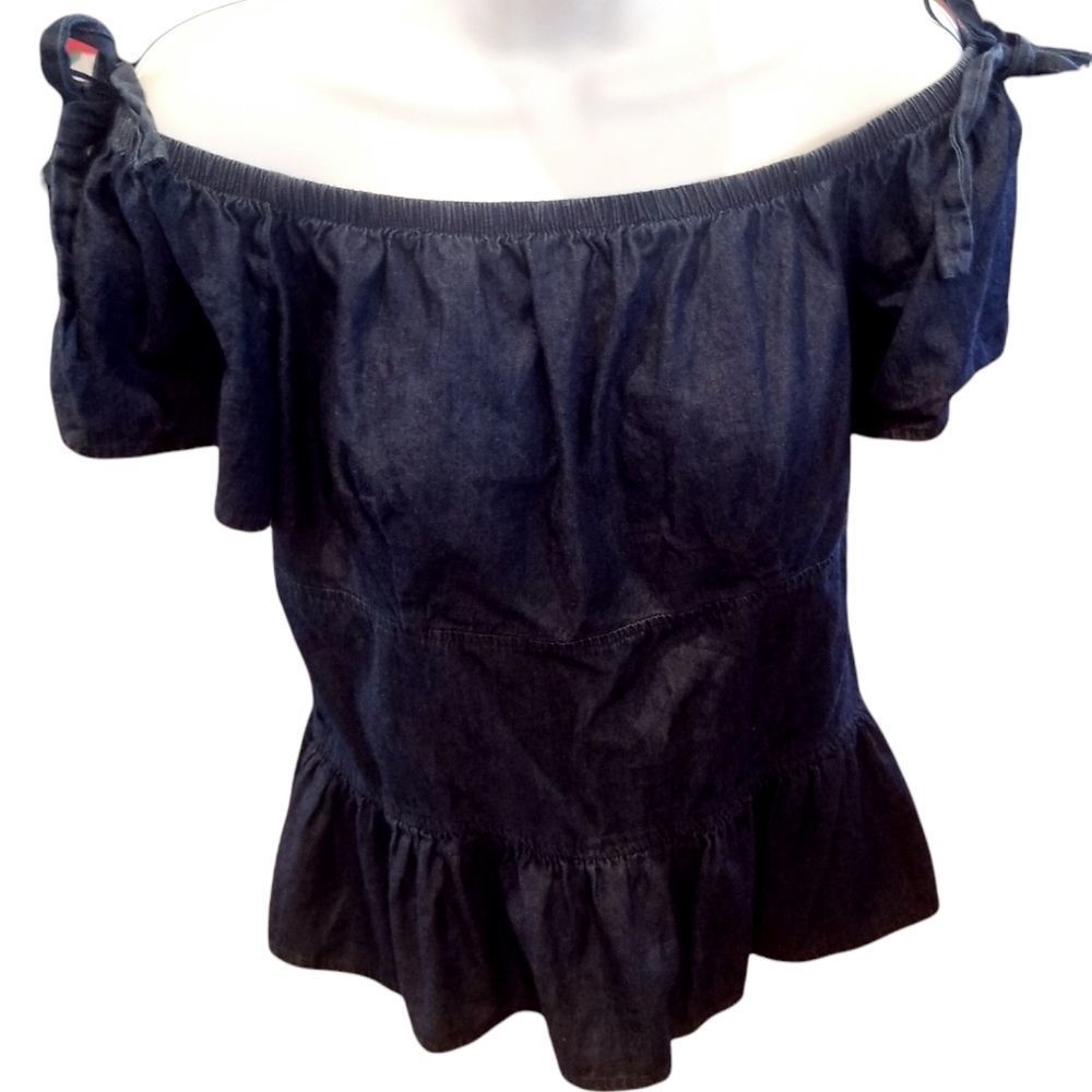Denim Over The Shoulder Blouse